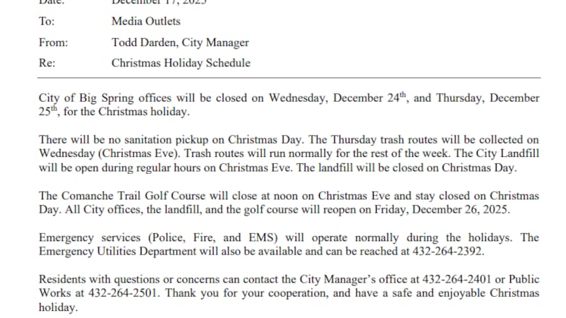 No habrá recogida de basura el día de Navidad.