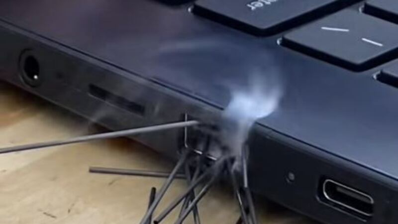 Pencil graphite stuck in a laptop