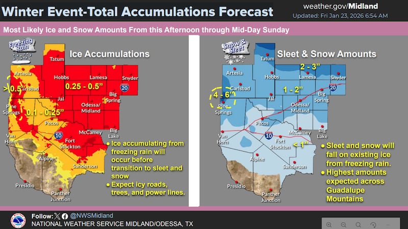 Se acumulará hielo debido a la lluvia helada, que se producirá antes de la transición a...