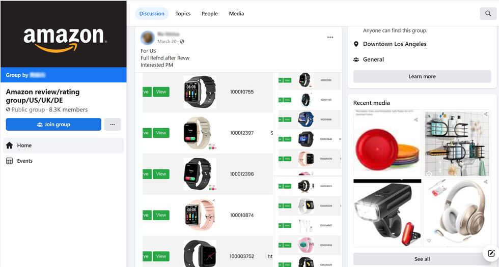 Una publicación en Facebook en la que el usuario le pide a la gente que compre y reseñe un...