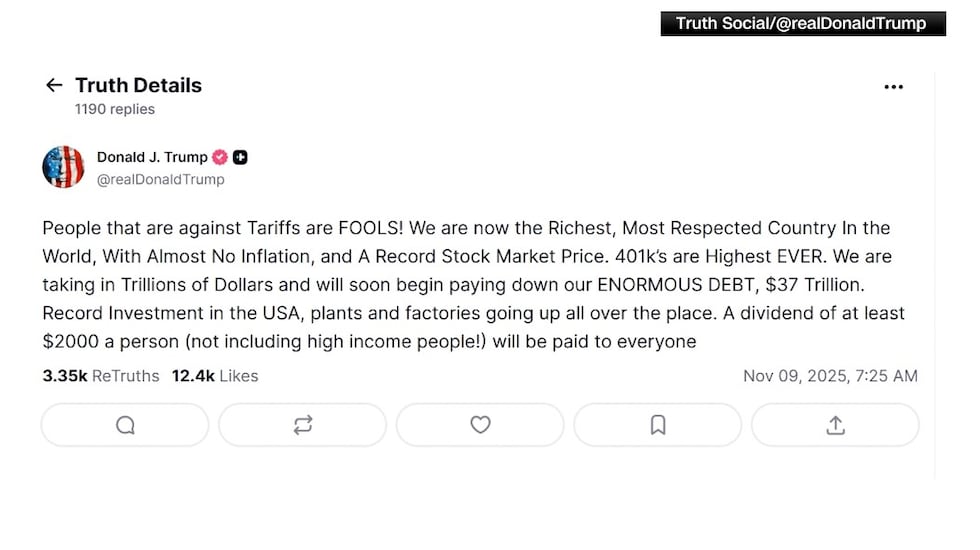 President Donald Trump called people who don’t support tariffs “fools” and floated the idea of...