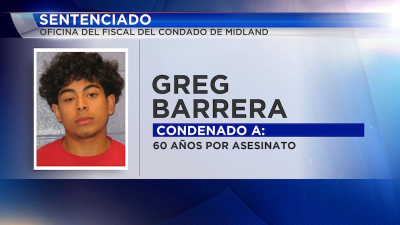 Greg Barrera, 19 años, condenado a 60 años de prisión.