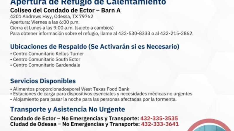 Alojamiento para pasar la noche para las personas afectadas por las tormentas.