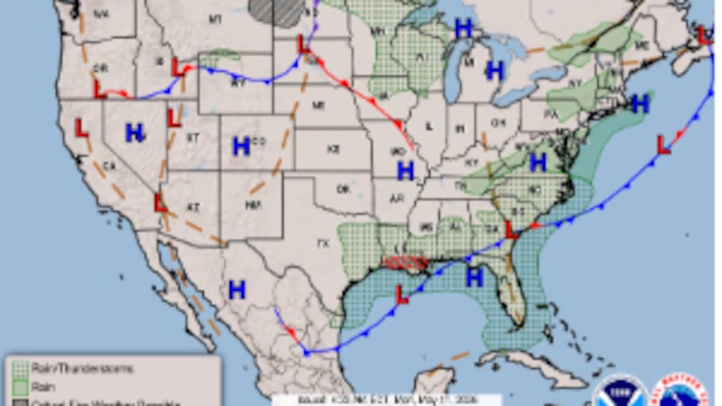 Temperaturas de más de 90 °F para casi todo el resto del territorio el martes por la tarde.