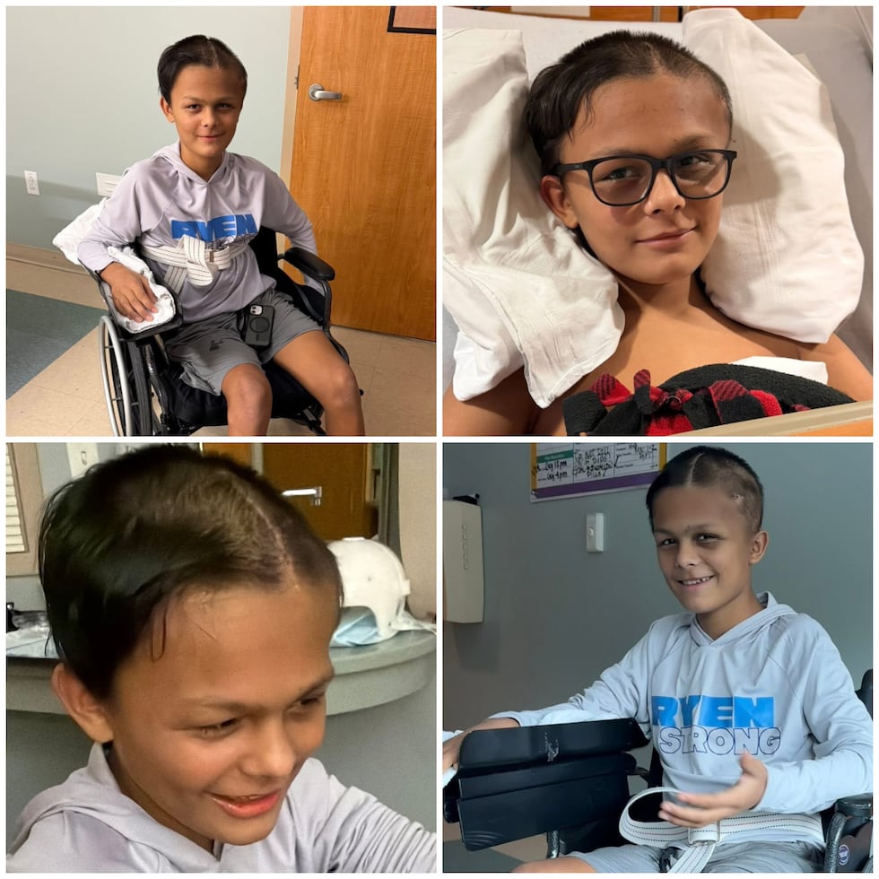 Ryen Harris-Contreras walked with the assistance of therapists at a rehabilitation facility,...